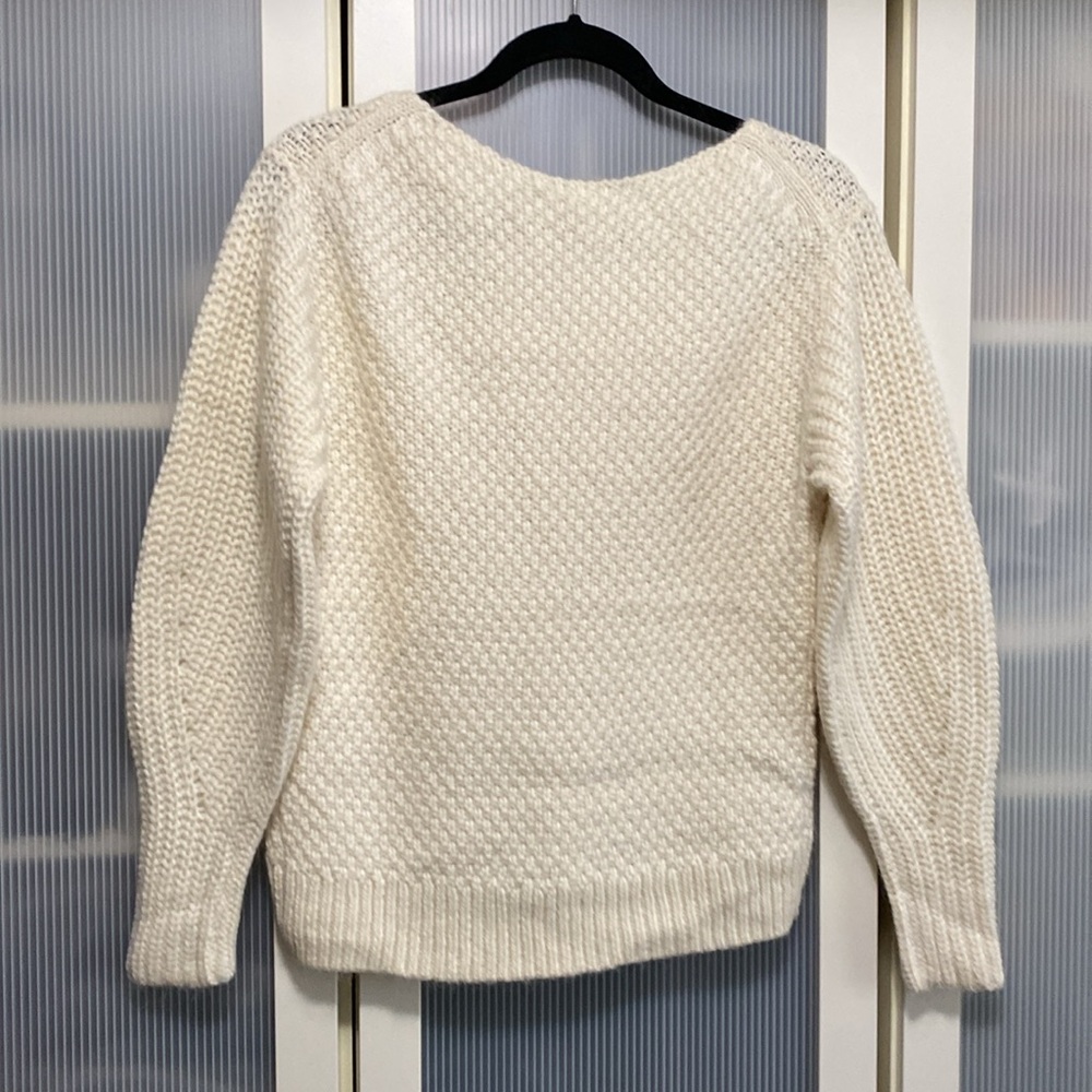 NWOT Aritzia Wool Blend  Crew Neck Knitted Ivory Long Sleeve Sweater Siz… - Picture 8 of 12